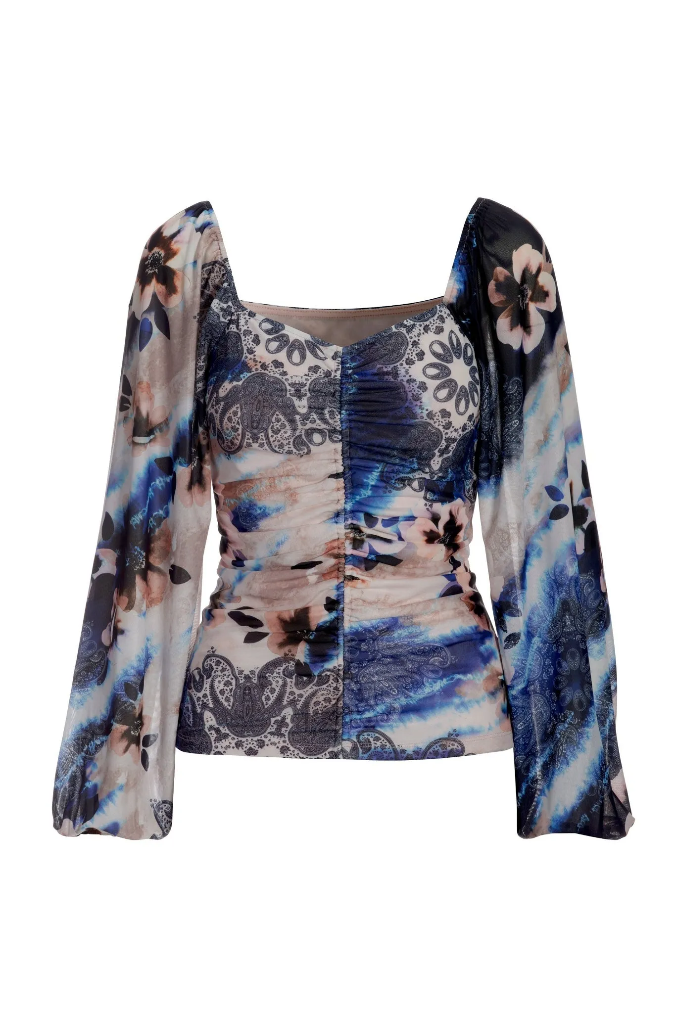 Floral Paisley Ruched Mesh Top Multi sold by Boston Proper product image thumbnail 2