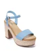 Raffia Platform Ankle Strap Heel Blue sold by Boston Proper