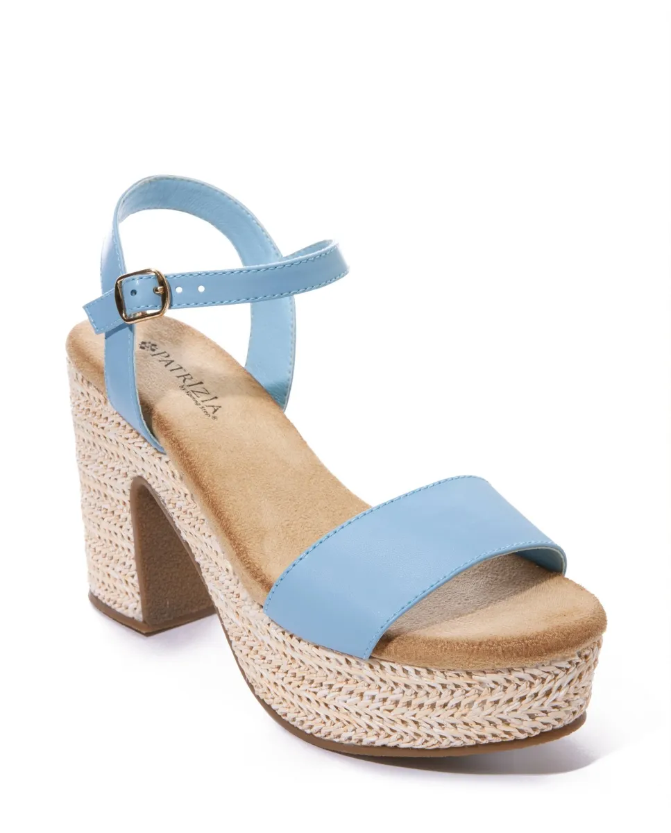 Raffia Platform Ankle Strap Heel Blue sold by Boston Proper
