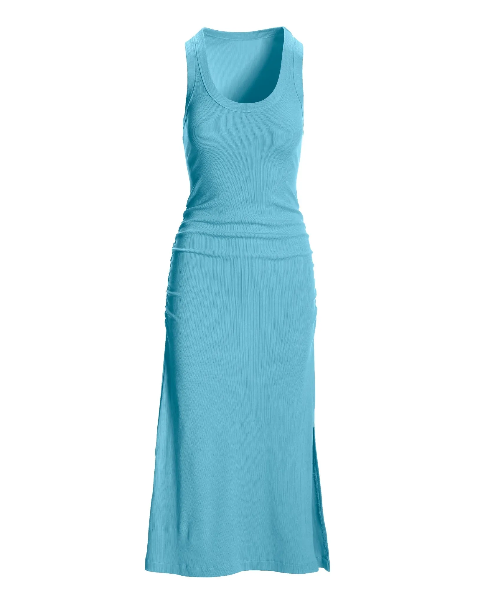 Scoop Neck Ruched Rib Knit Midi Dress Blue Topaz sold by Boston Proper product image thumbnail 2