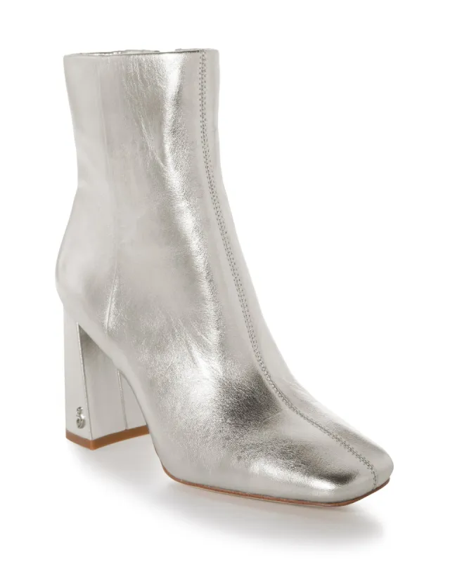 Square Toe Heeled Bootie Silver sold by Boston Proper
