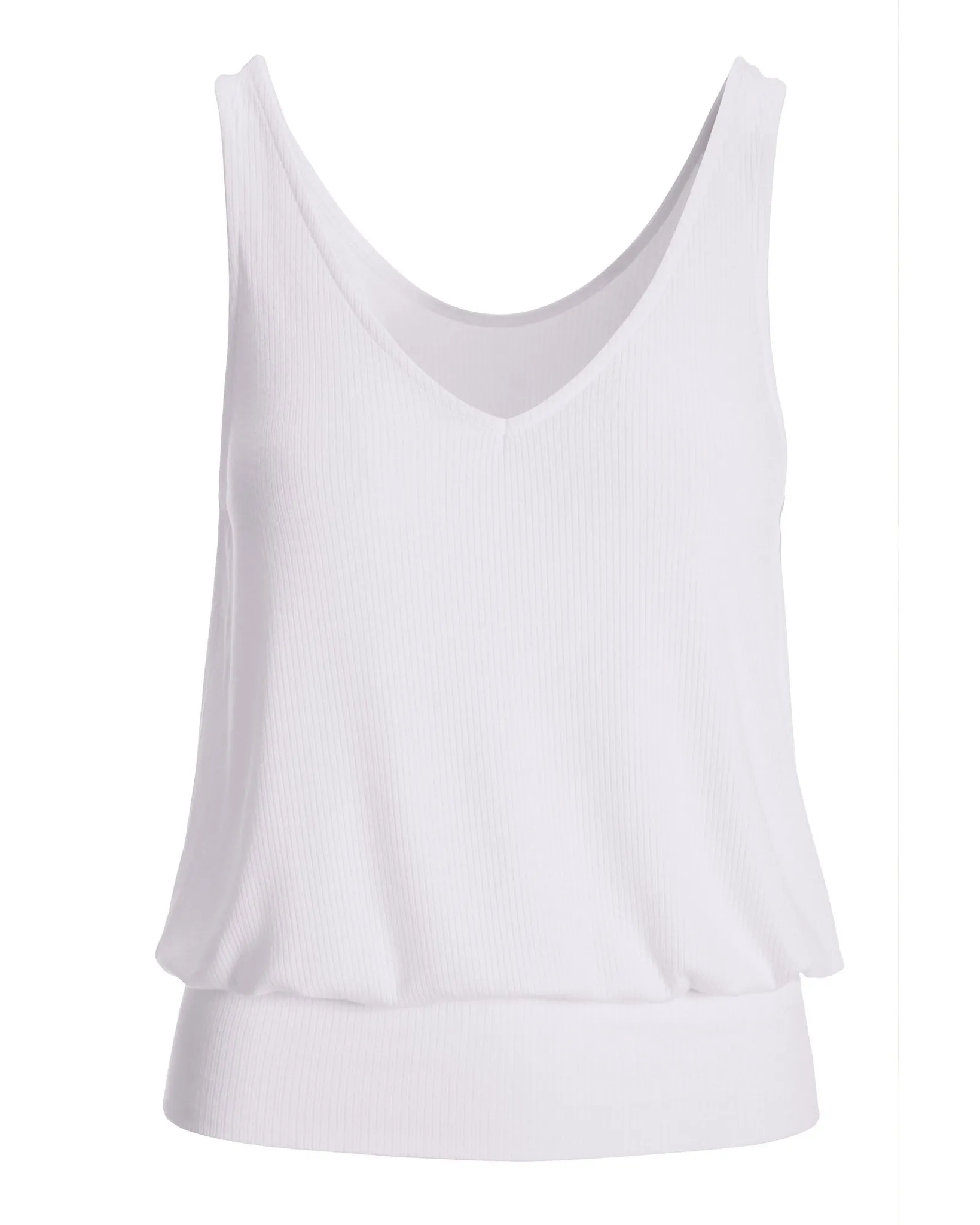 Ribbed Blouson Tank White sold by Boston Proper product image thumbnail 2