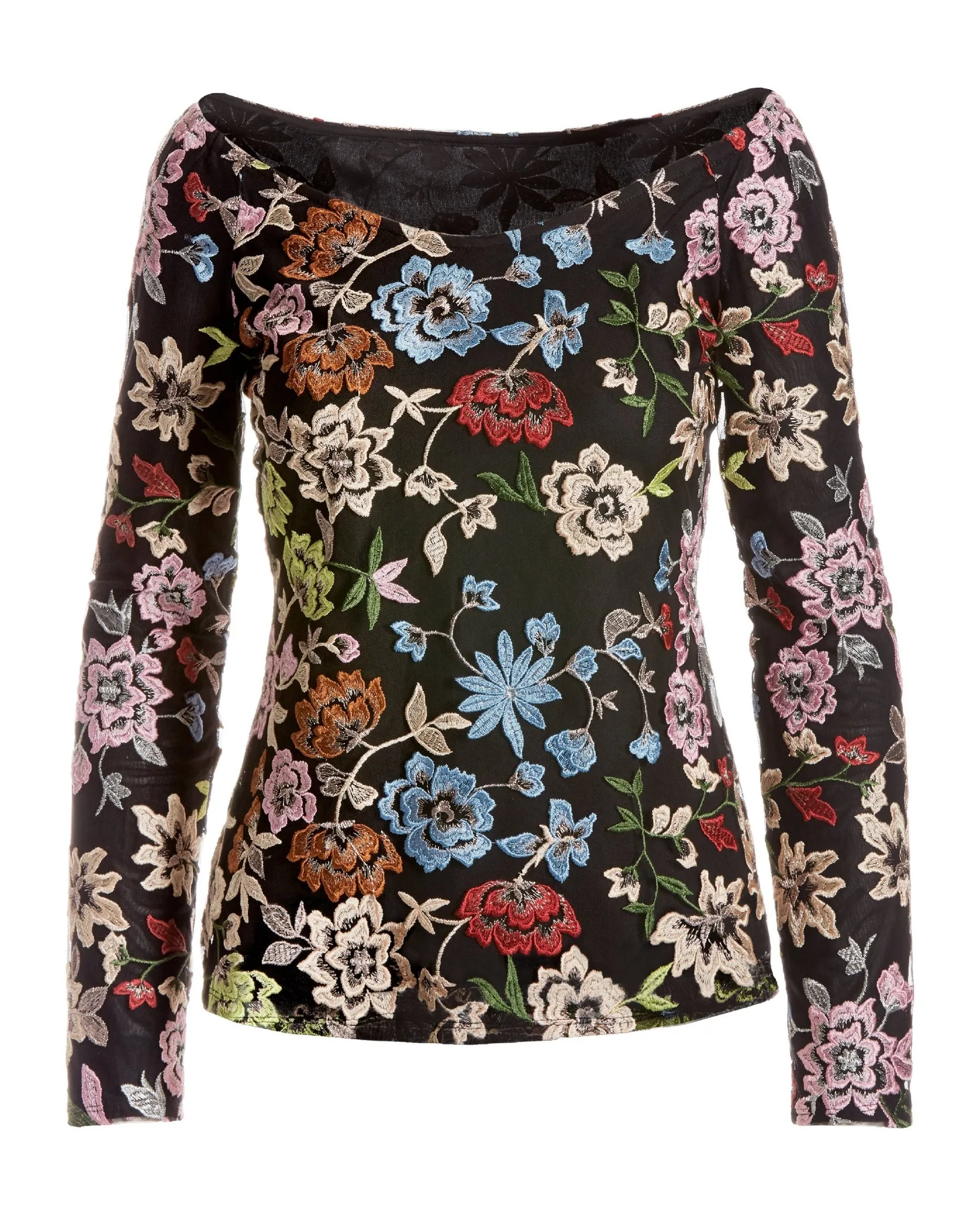 Colorful Floral Lace Top Black Multi sold by Boston Proper product image thumbnail 2