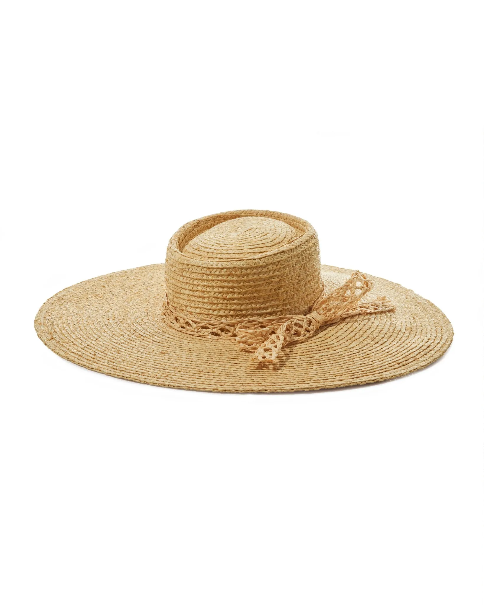 Wide Brim Straw Tie Hat Natural sold by Boston Proper