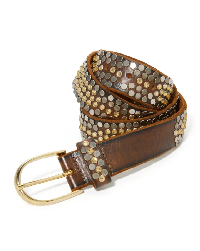 All Over Studded Leather Belt Brown sold by Boston Proper