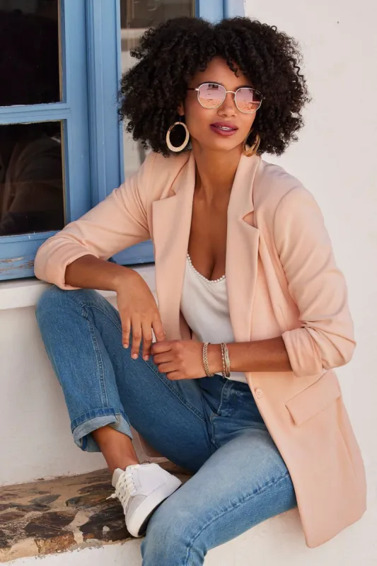 Beyond Travel Classic Boyfriend Blazer Jacket Pale Pink sold by Boston Proper