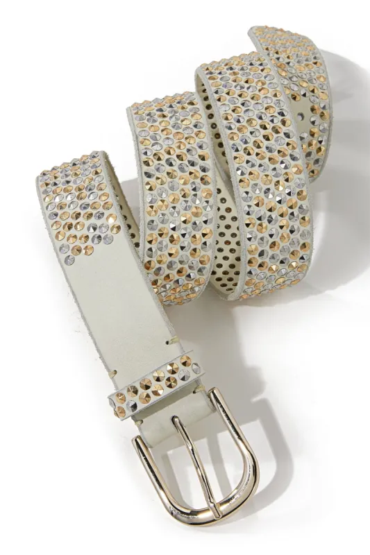 Mixed Metals Leather Belt White Multi sold by Boston Proper