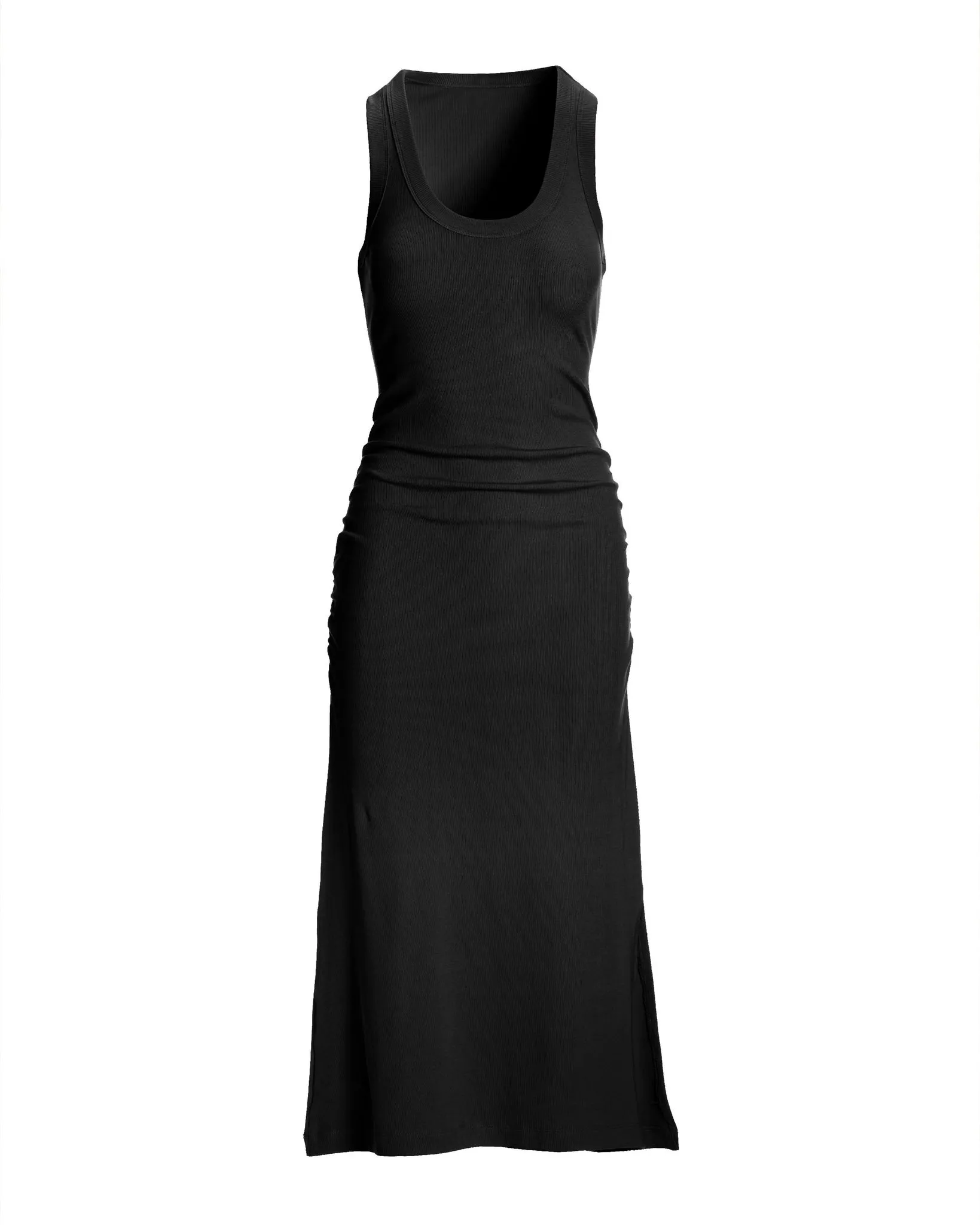 Scoop Neck Ruched Rib Knit Midi Dress Black sold by Boston Proper product image thumbnail 2