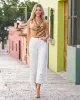 Malibu Embroidered Floral Wide Leg Crop Jean White sold by Boston Proper