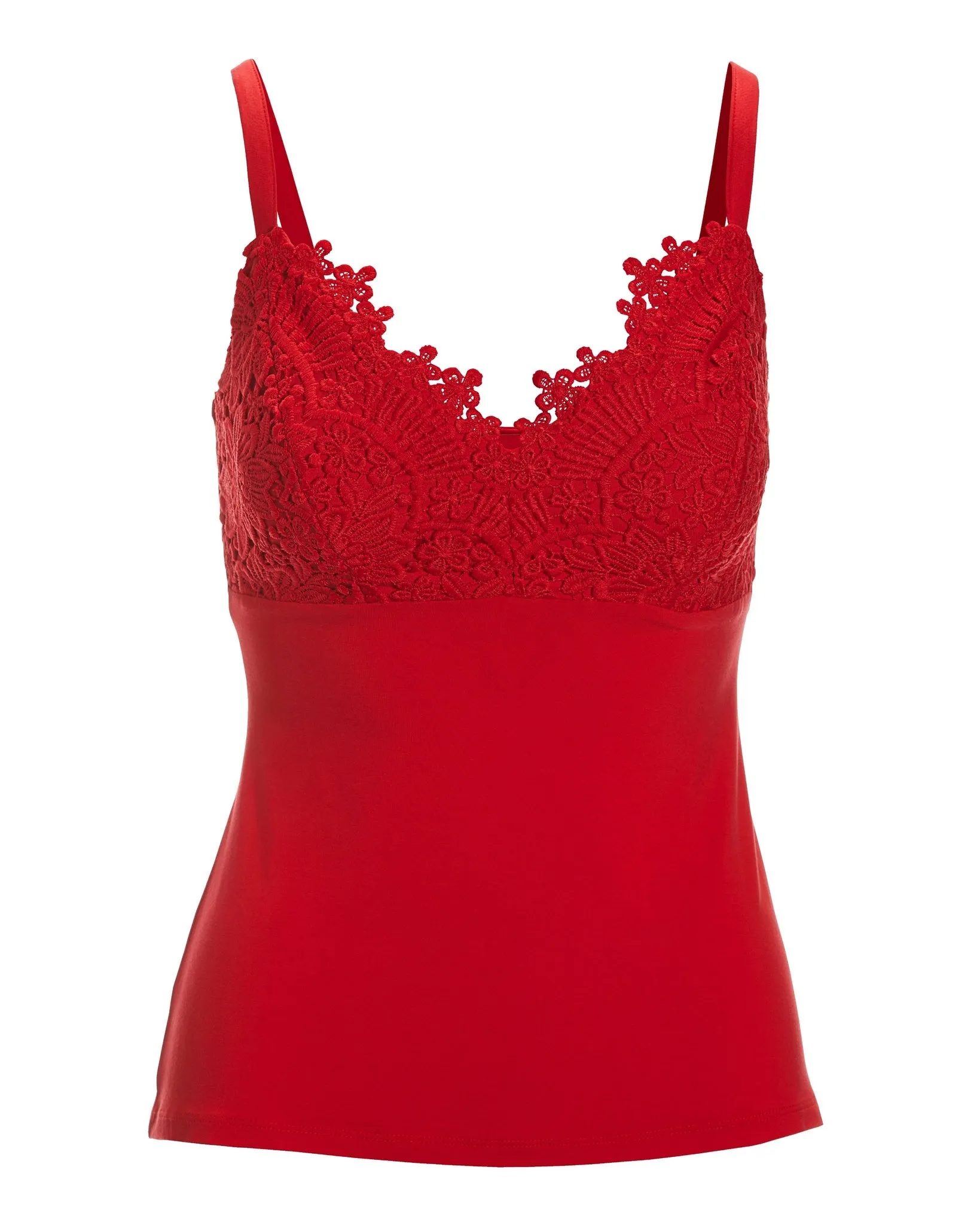Lace Trim Cami Racing Red sold by Boston Proper product image thumbnail 2