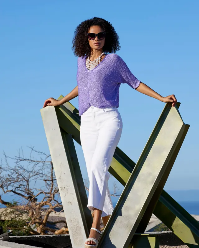 Malibu Wide Leg Cropped Jean White sold by Boston Proper