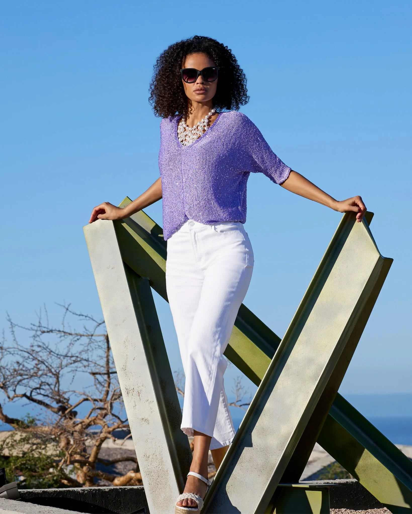 Malibu Wide Leg Cropped Jean White sold by Boston Proper