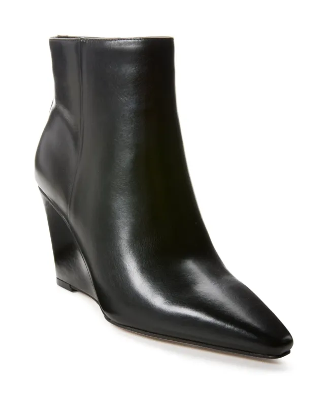Leather Wedge Bootie Black sold by Boston Proper