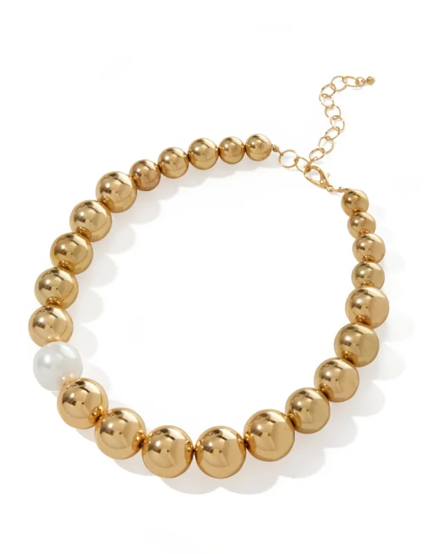 Chunky Bead Necklace Gold sold by Boston Proper