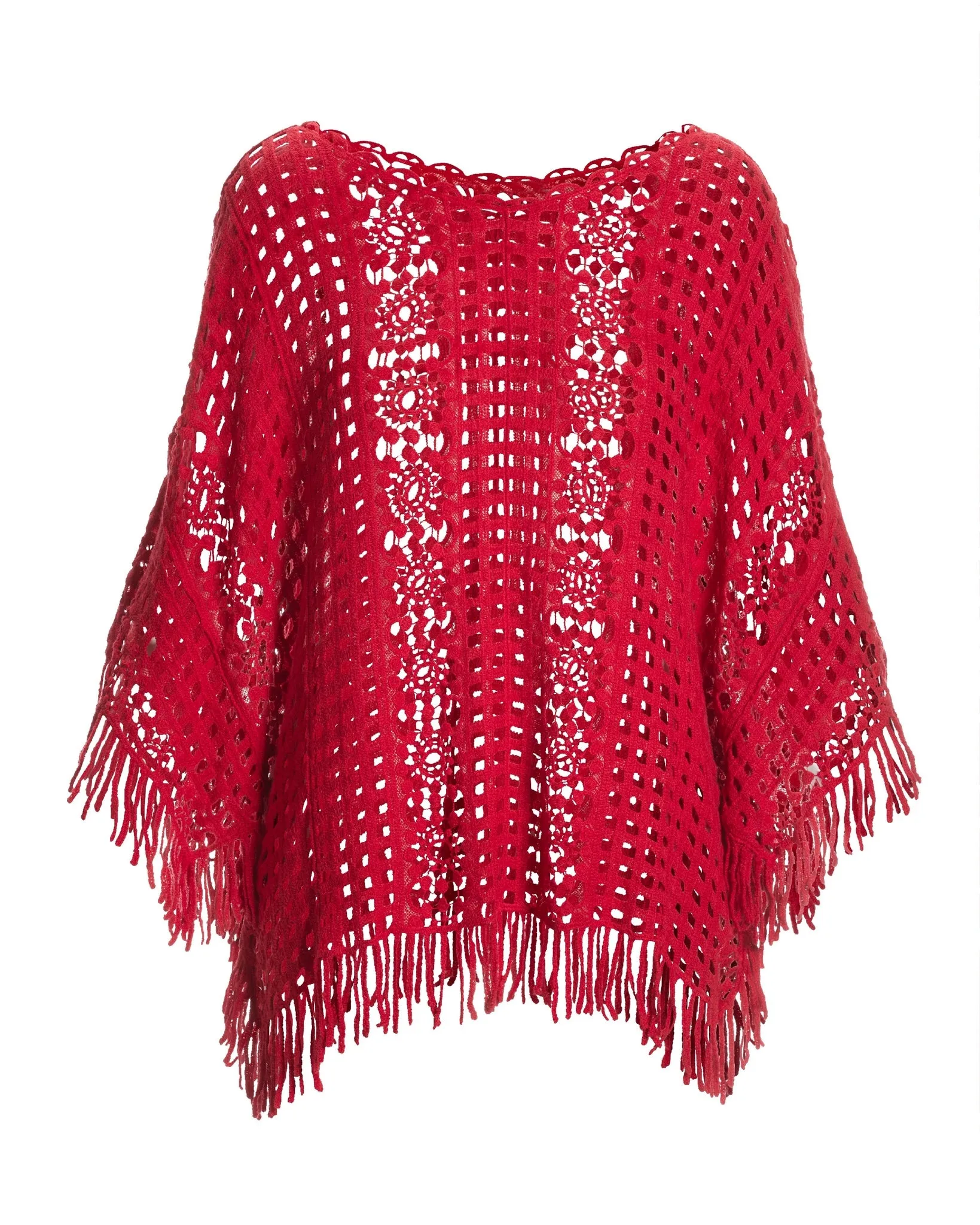 Effortless Crochet Pullover Poncho Racing Red sold by Boston Proper product image thumbnail 2