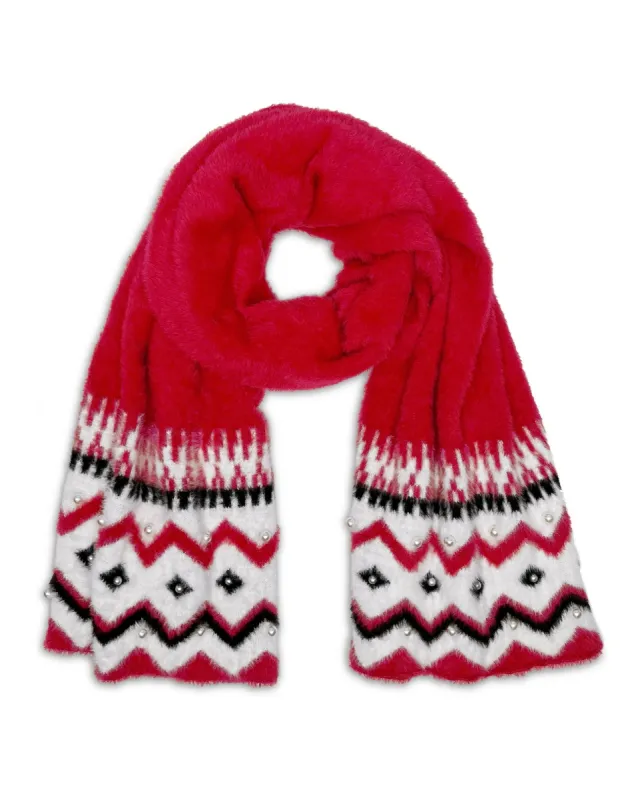 Pearl Embellished Scarf Red Multi sold by Boston Proper