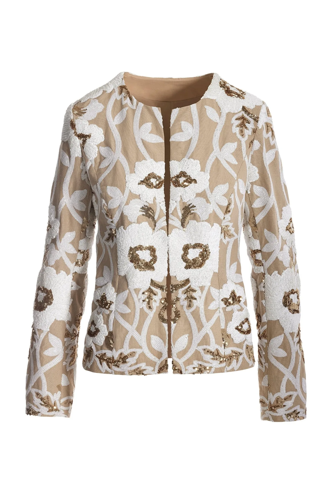 Floral Sequin Embellished Linen Jacket Neutral Multi sold by Boston Proper product image thumbnail 2