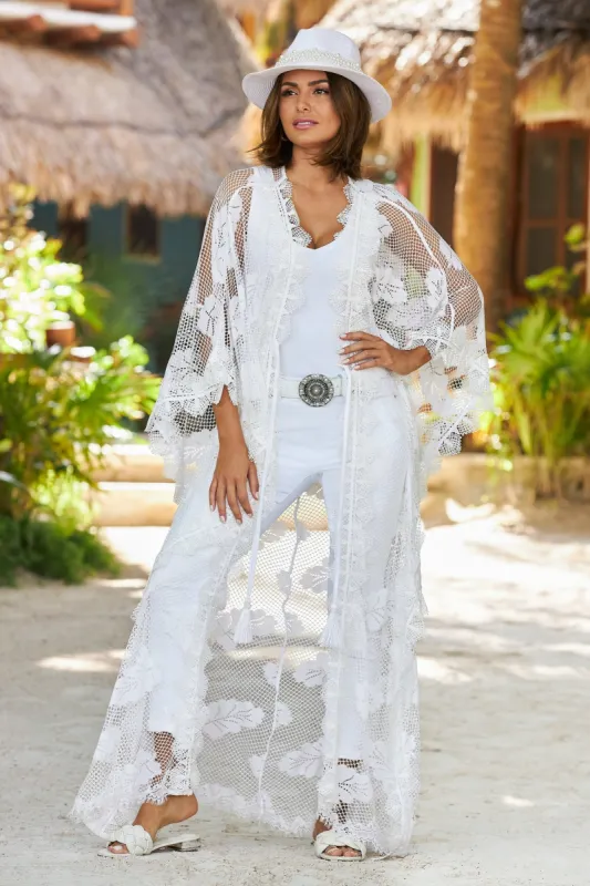 Mixed Lace Duster White sold by Boston Proper