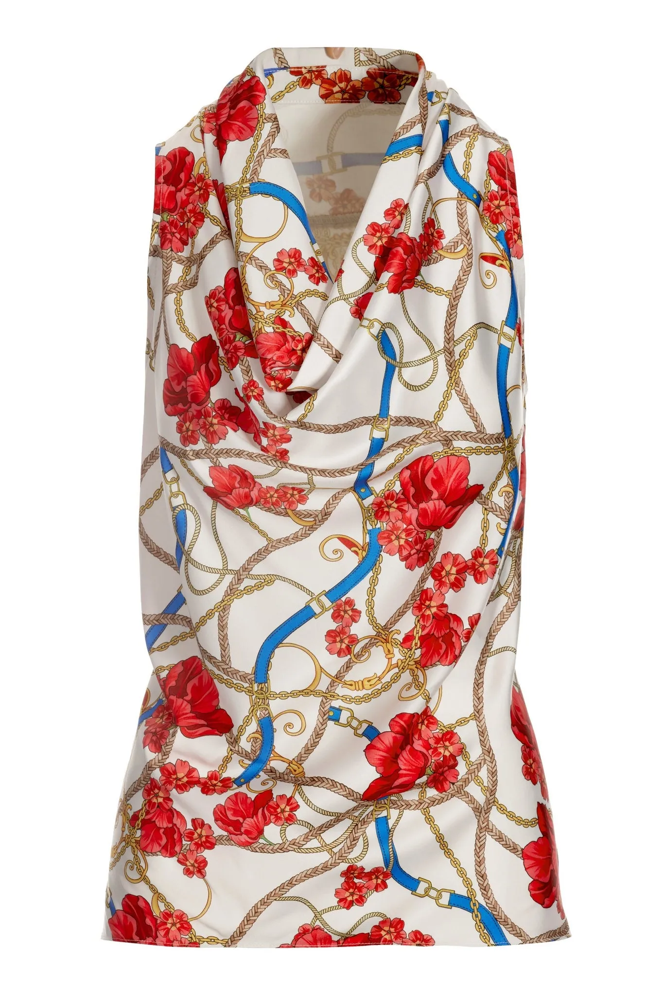 Floral Status Print Marilyn Cowl Neck Charmeuse Blouse Red Multi sold by Boston Proper product image thumbnail 2
