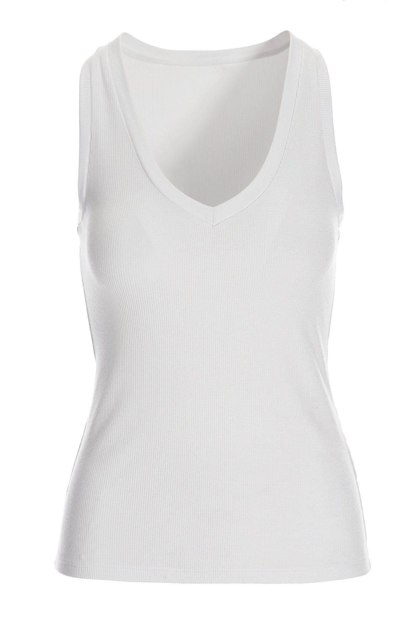 Ribbed V Neck Tank 2BH68 White sold by Boston Proper product image thumbnail 2