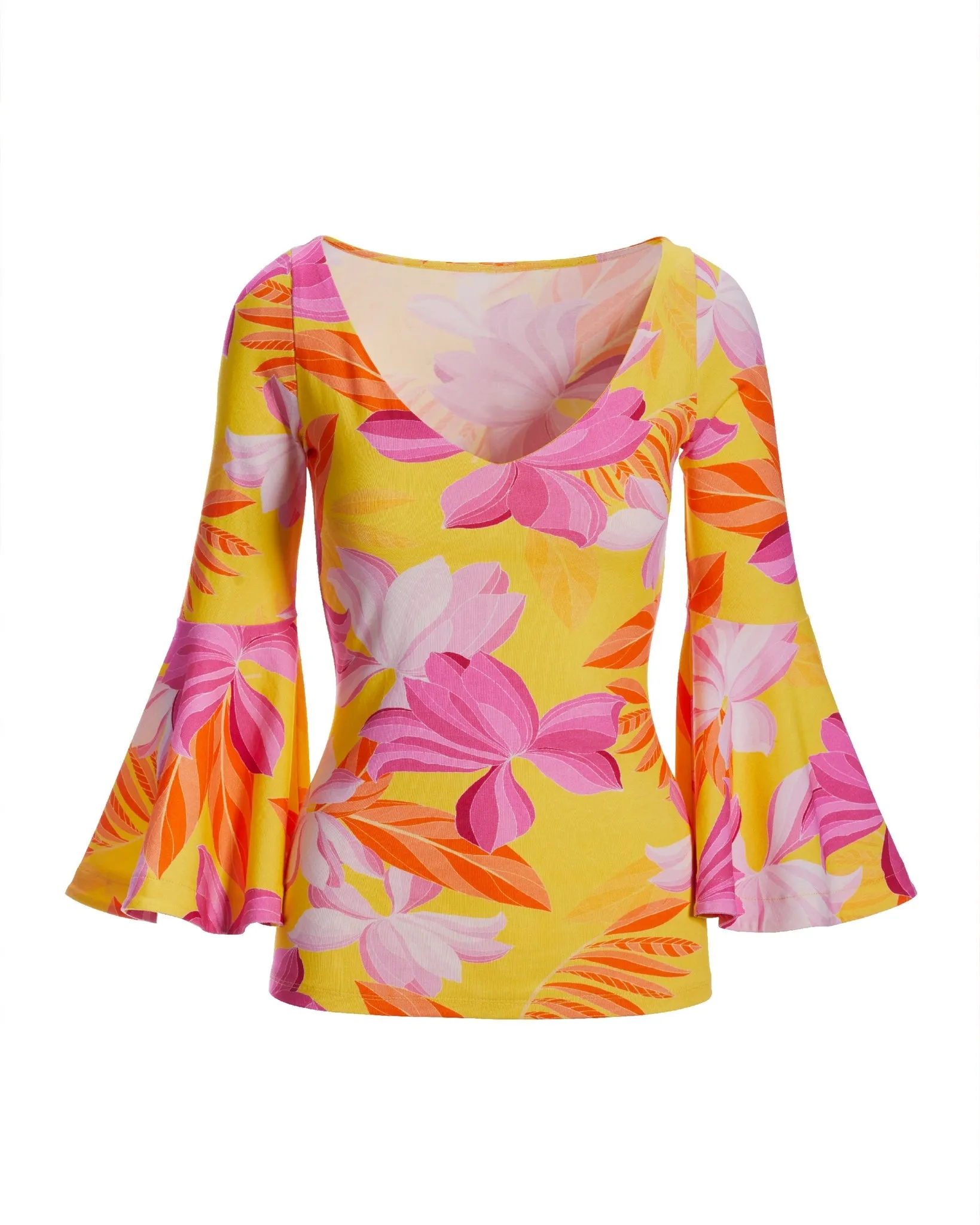 So Sexy La Sirena Floral Wide Neck Knit Top Yellow/Purple sold by Boston Proper product image thumbnail 2