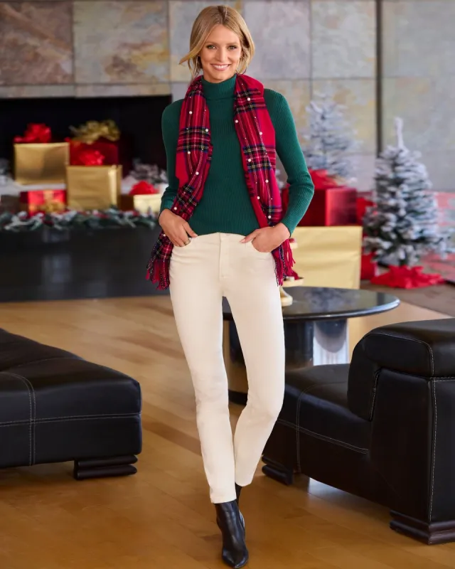 Newport High-Rise Slim Straight-Leg Jean Cream sold by Boston Proper