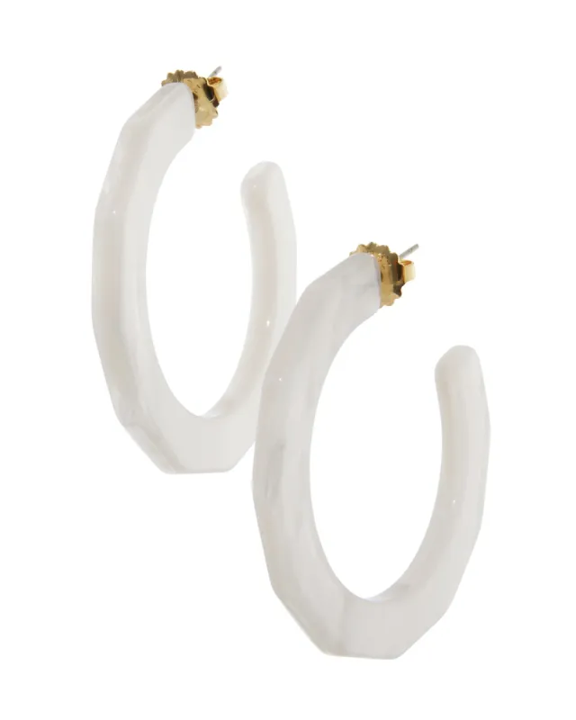 Glistening Resin Textured Hoop Earring White sold by Boston Proper