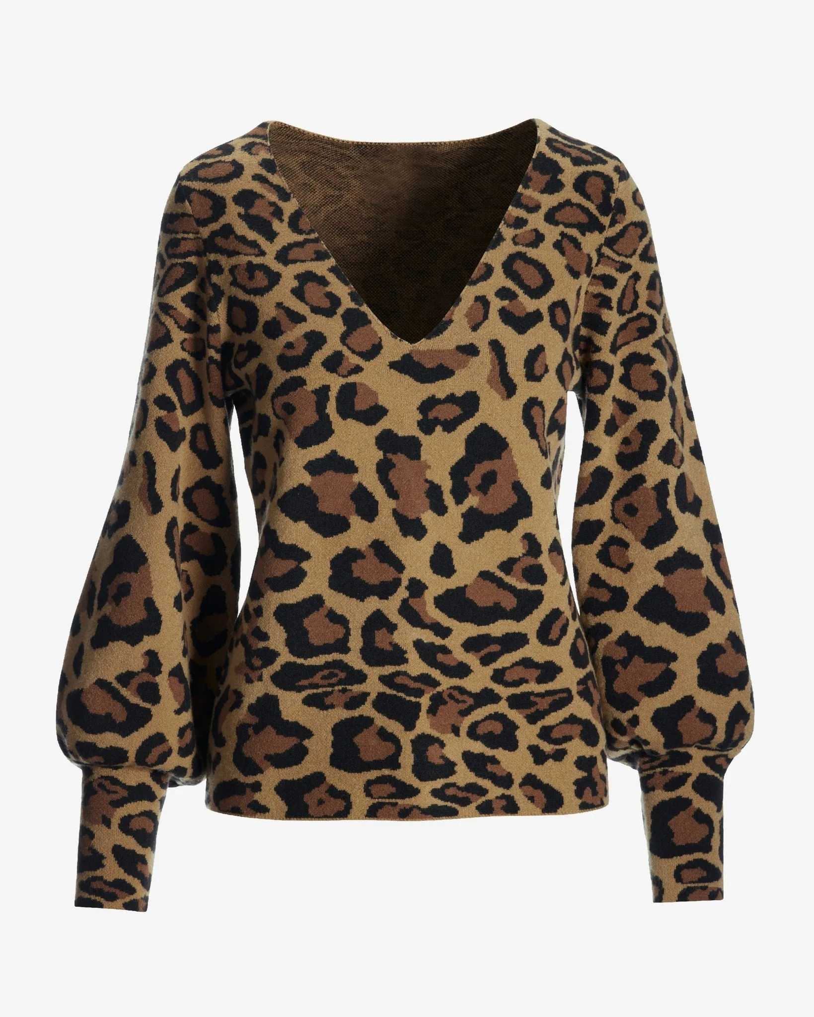 Cheetah V Neck Jacquard Sweater Multi sold by Boston Proper product image thumbnail 2