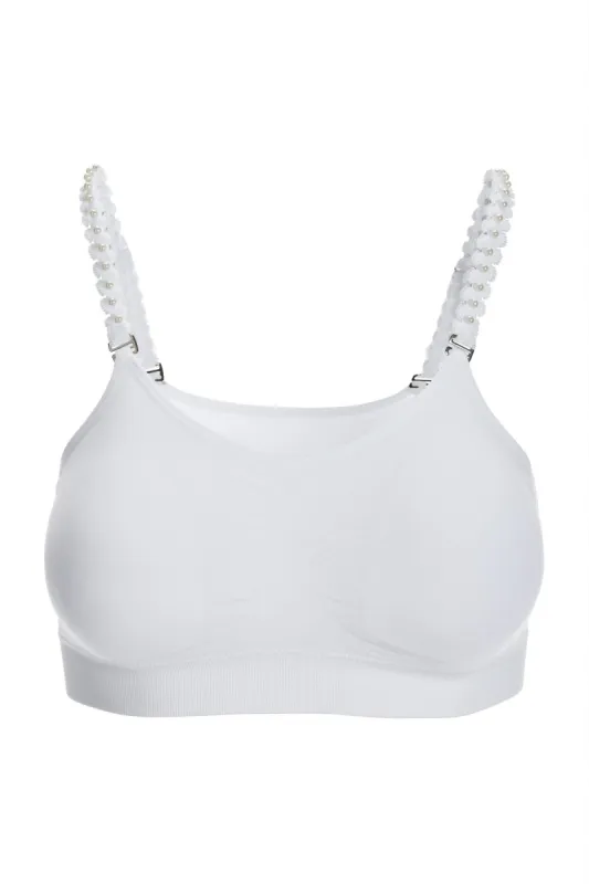 Faux Pearl Strap It Bralette White sold by Boston Proper