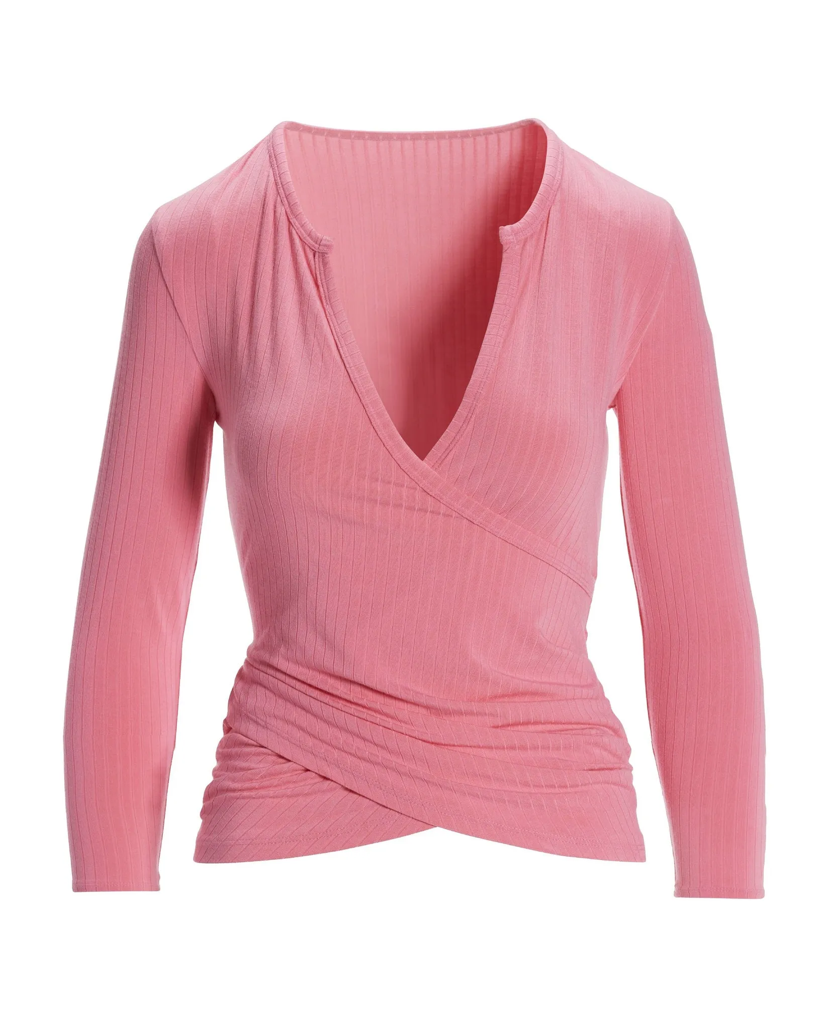Rib Surplice Notch Top Pink sold by Boston Proper product image thumbnail 2