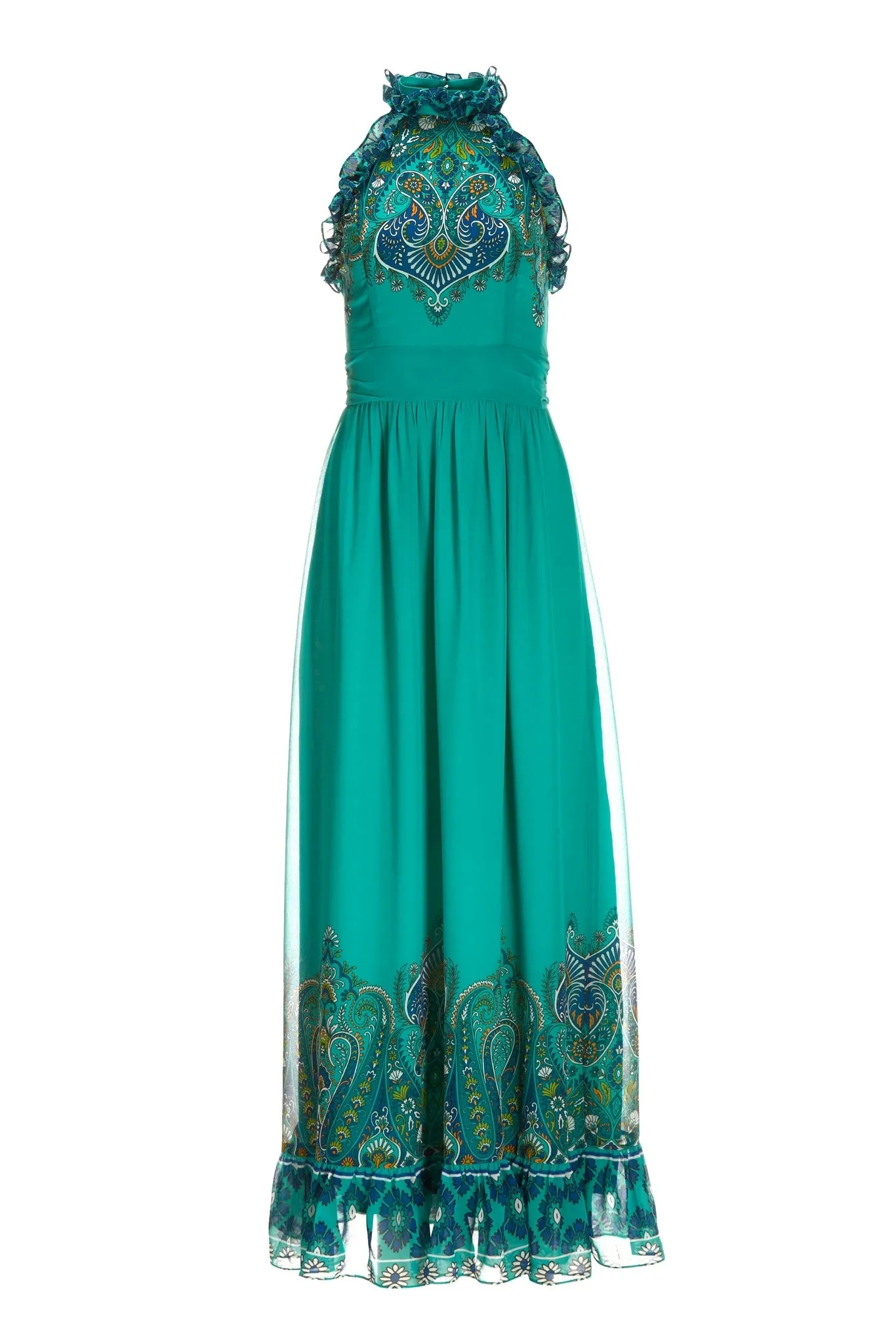 Paisley Print Ruffle High Neck Maxi Dress Blue Multi sold by Boston Proper product image thumbnail 2