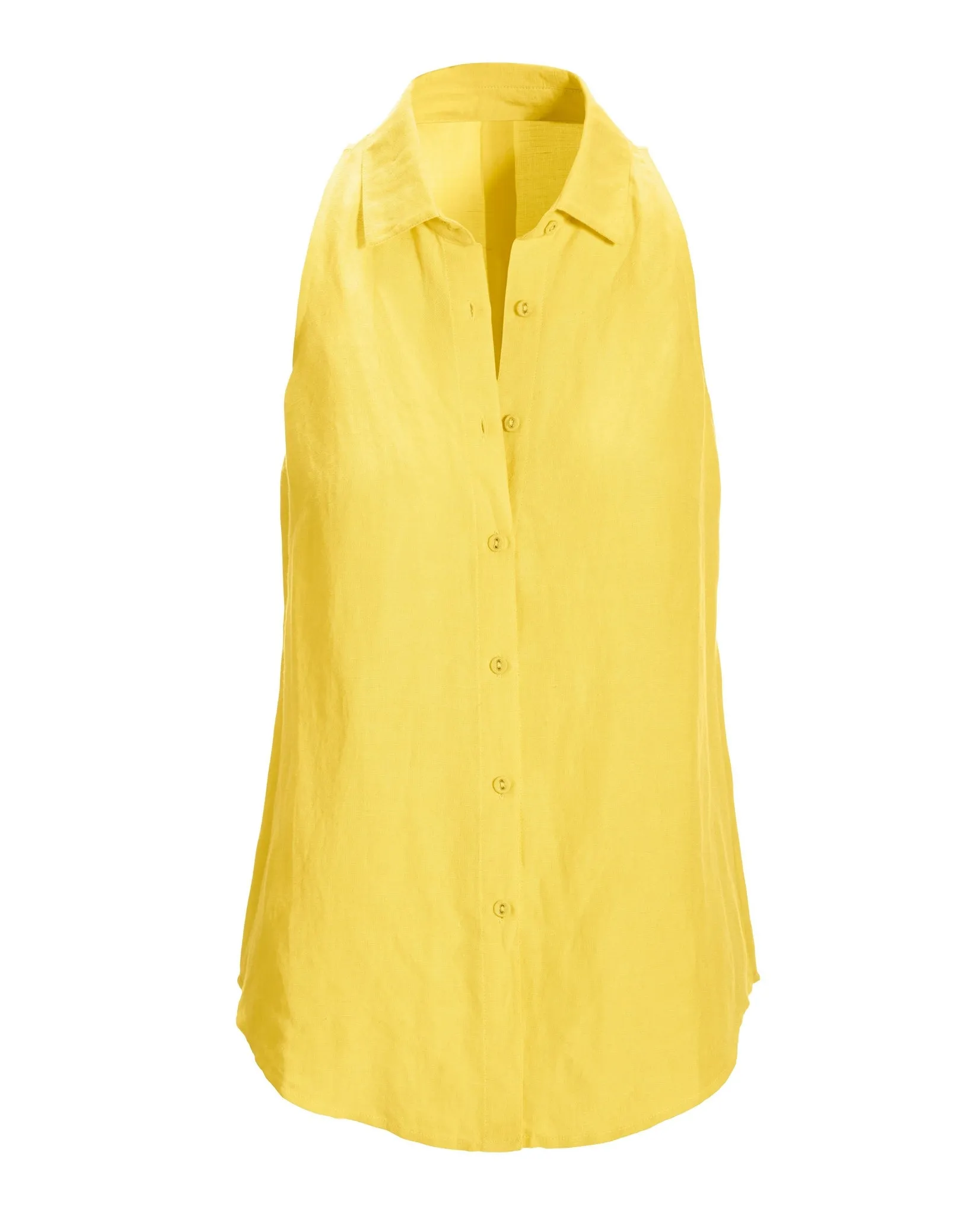 Linen Sleeveless Button-Front Shirt Lemon Drop sold by Boston Proper product image thumbnail 2