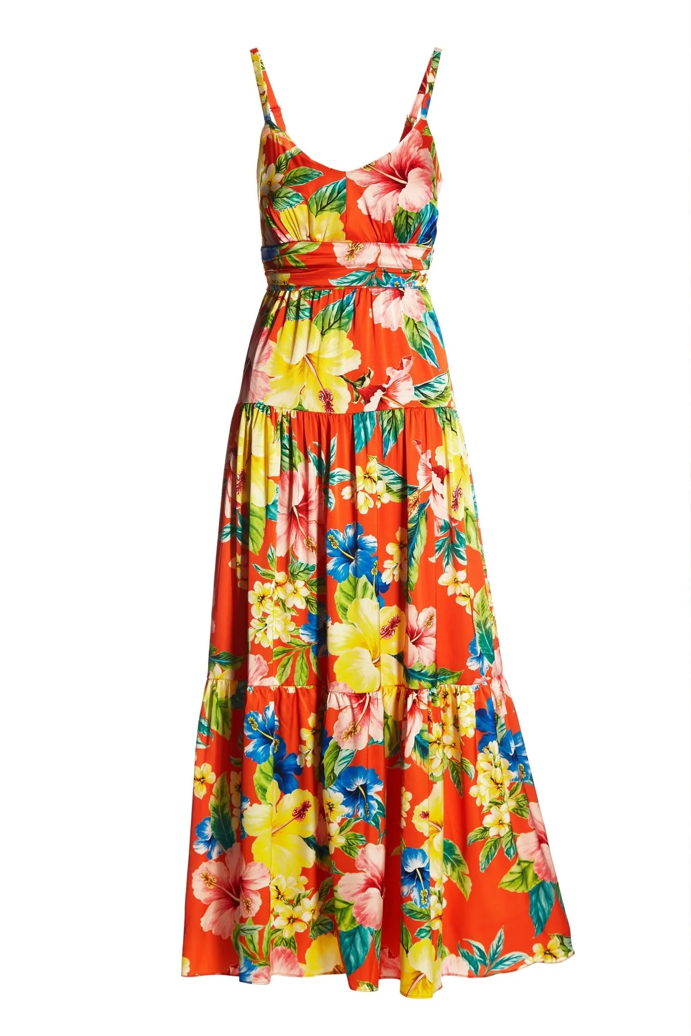 Tropical Capri Tiered Maxi Dress Orange Multi sold by Boston Proper product image thumbnail 2