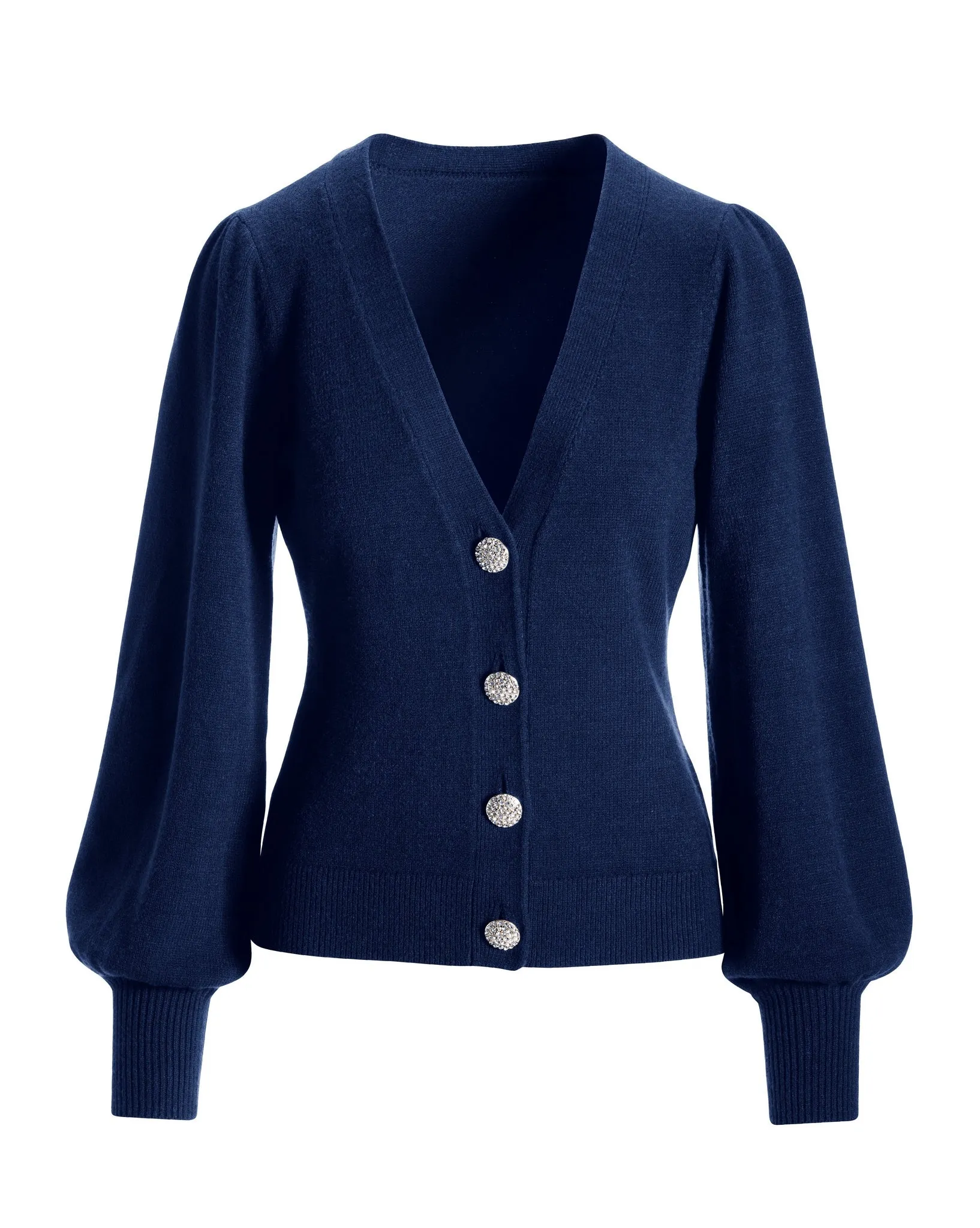 Embellished Button Puff Sleeve Cardigan Navy sold by Boston Proper product image thumbnail 2