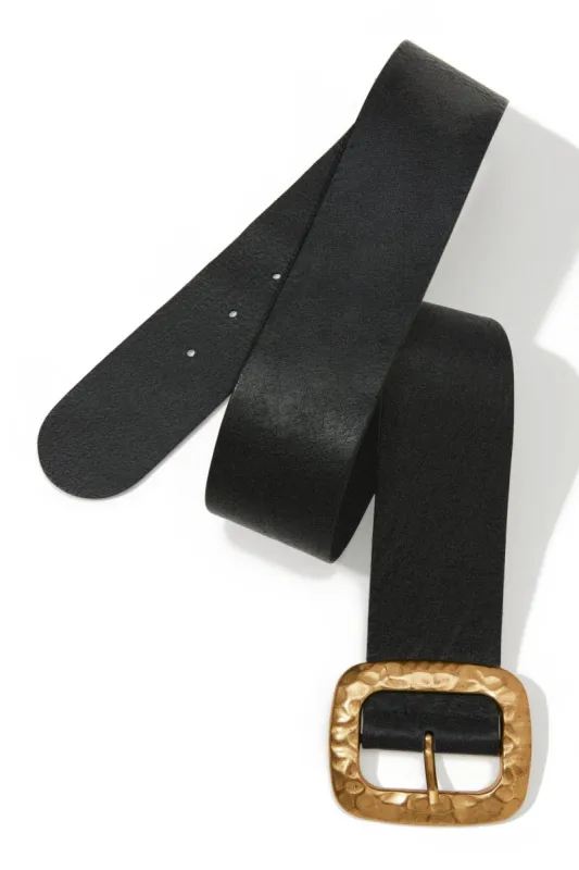 Hammered Leather Waist Belt Black/Gold sold by Boston Proper