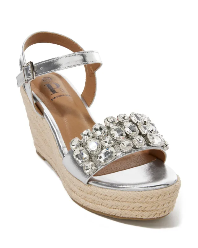 Embellished Rhinestone Wedge Silver sold by Boston Proper