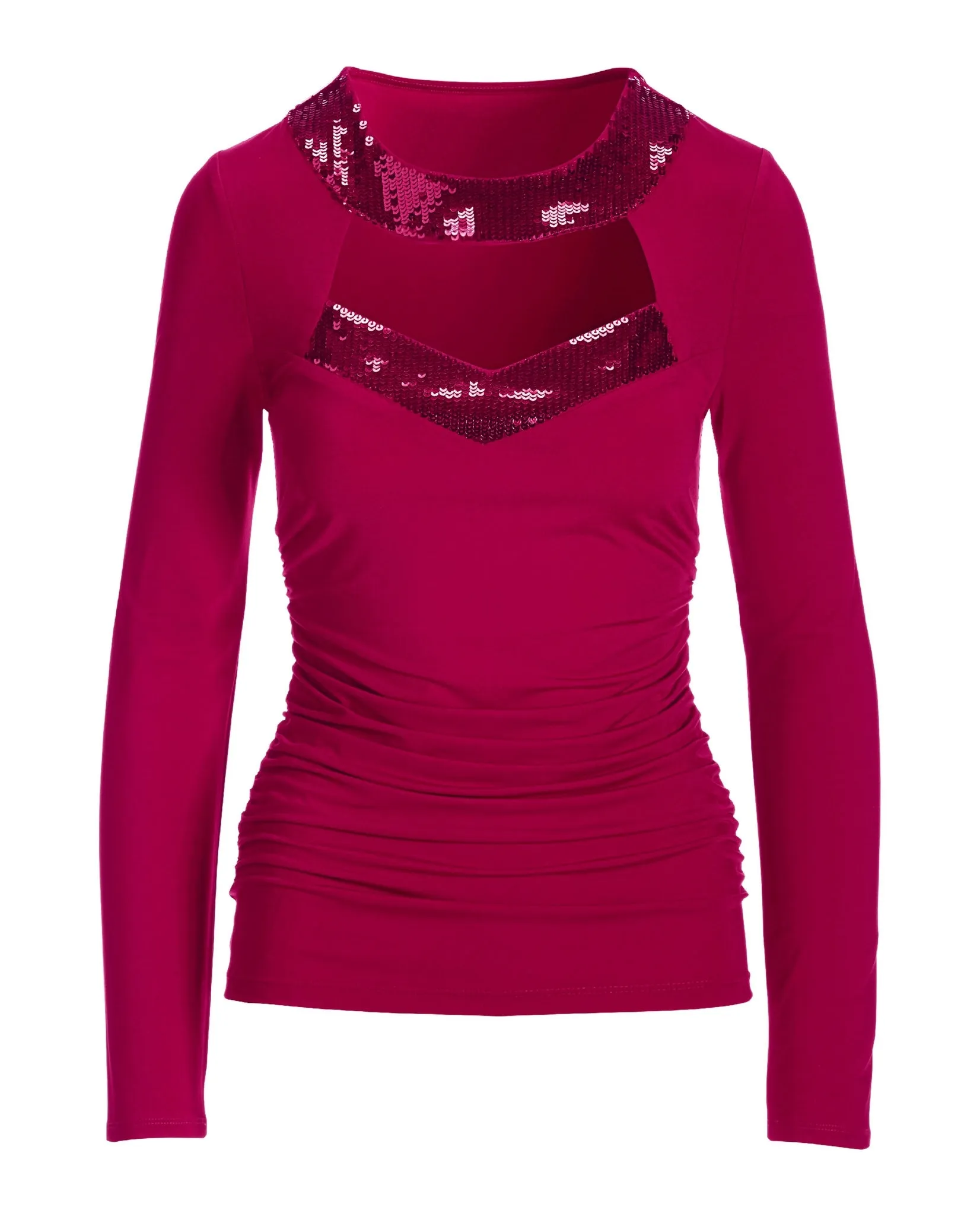 Cutout Sequin Knit Top Cerise sold by Boston Proper product image thumbnail 2