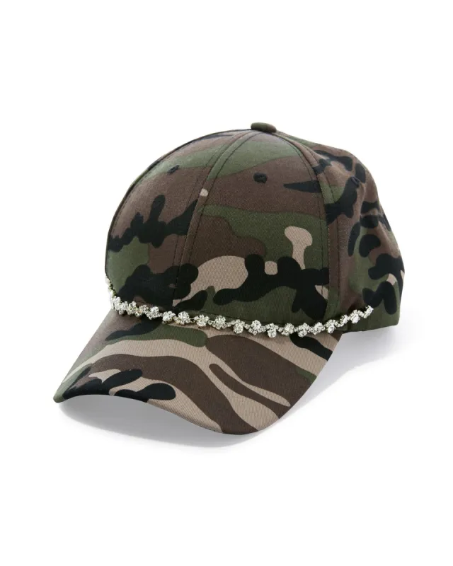 Embellished Camo Baseball Hat Green sold by Boston Proper