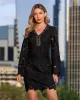 Flare Sleeve Lace Embellished Tunic Dress Black sold by Boston Proper