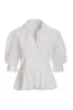 Puff Sleeve Collared Lace Peplum Blouse White sold by Boston Proper