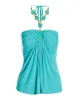 Embellished Trim Ruched Halter Blue Topaz sold by Boston Proper