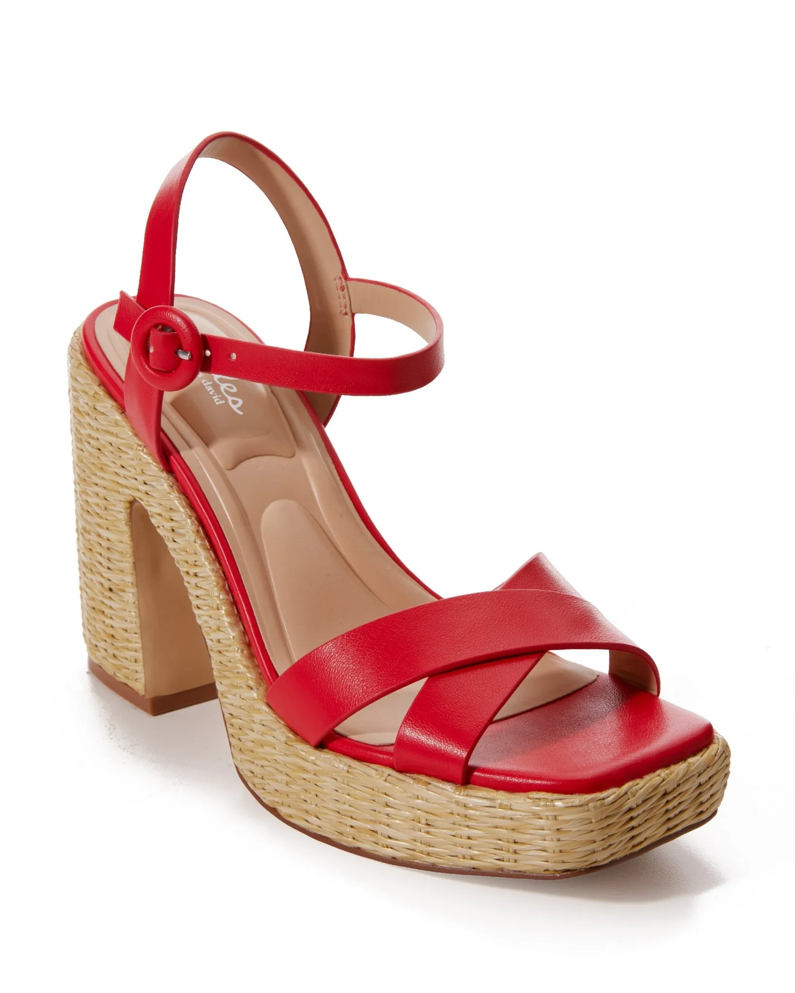 Woven Platform Block Heel Red sold by Boston Proper