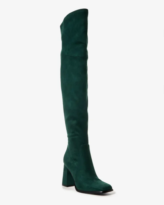 Over the Knee Square Toe Boot Emerald sold by Boston Proper