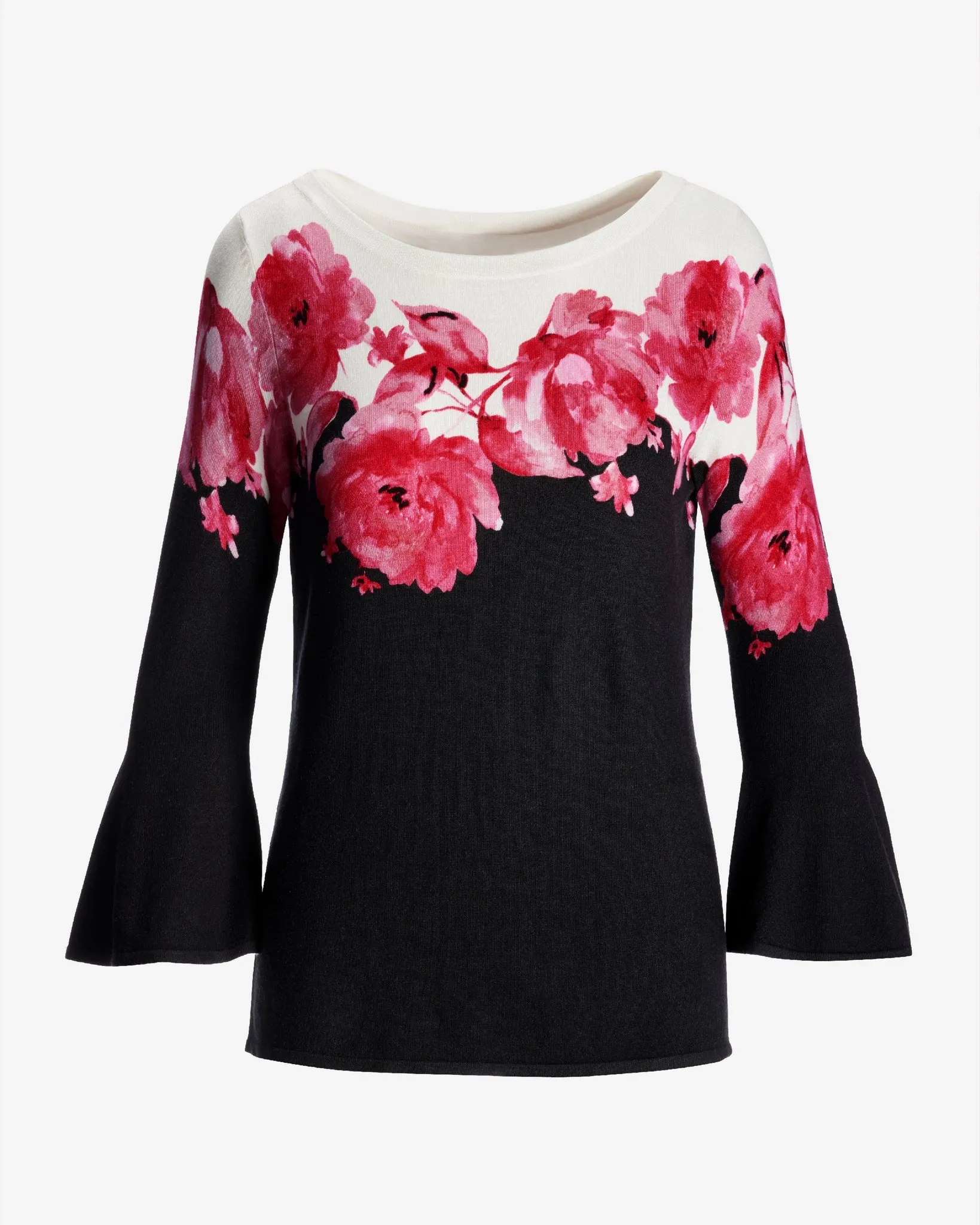 Floral Boatneck Flare Sleeve Sweater Pink sold by Boston Proper product image thumbnail 2
