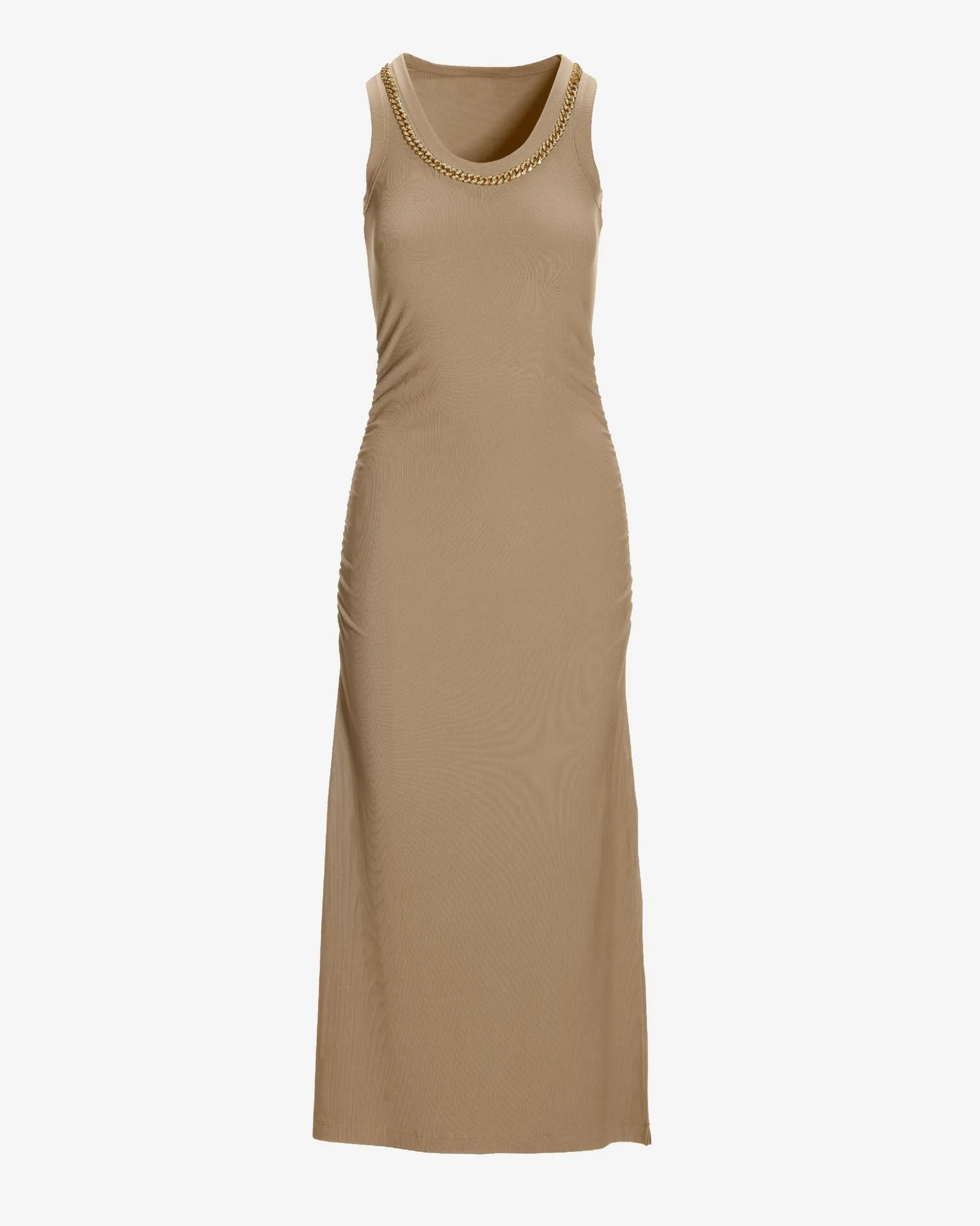 Chain Detail Scoop Neck Ribbed Midi Dress Sesame sold by Boston Proper product image thumbnail 2