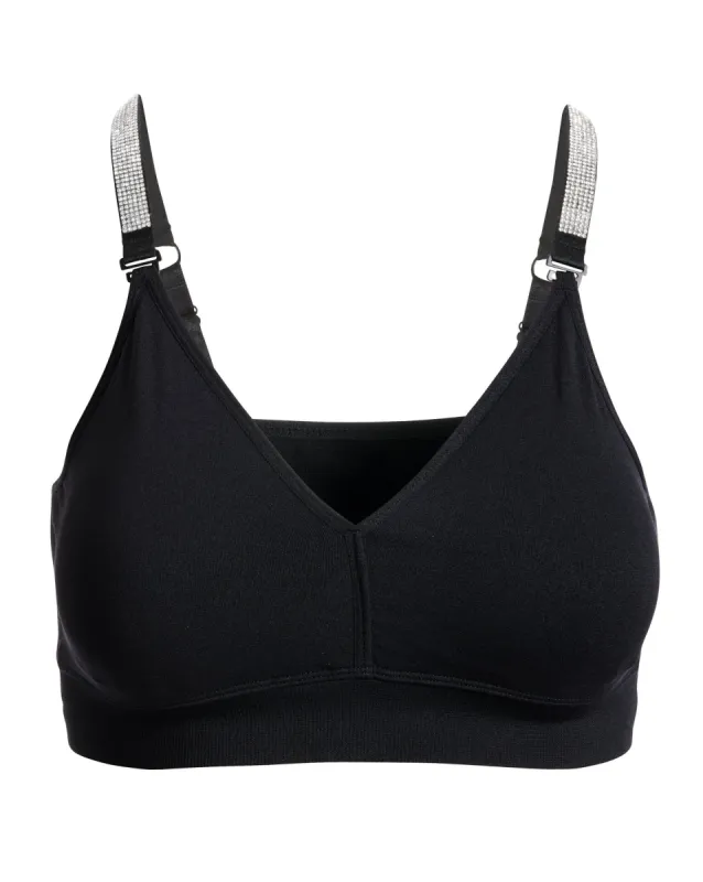 Crystal Strap It Plunge Bralette Black sold by Boston Proper