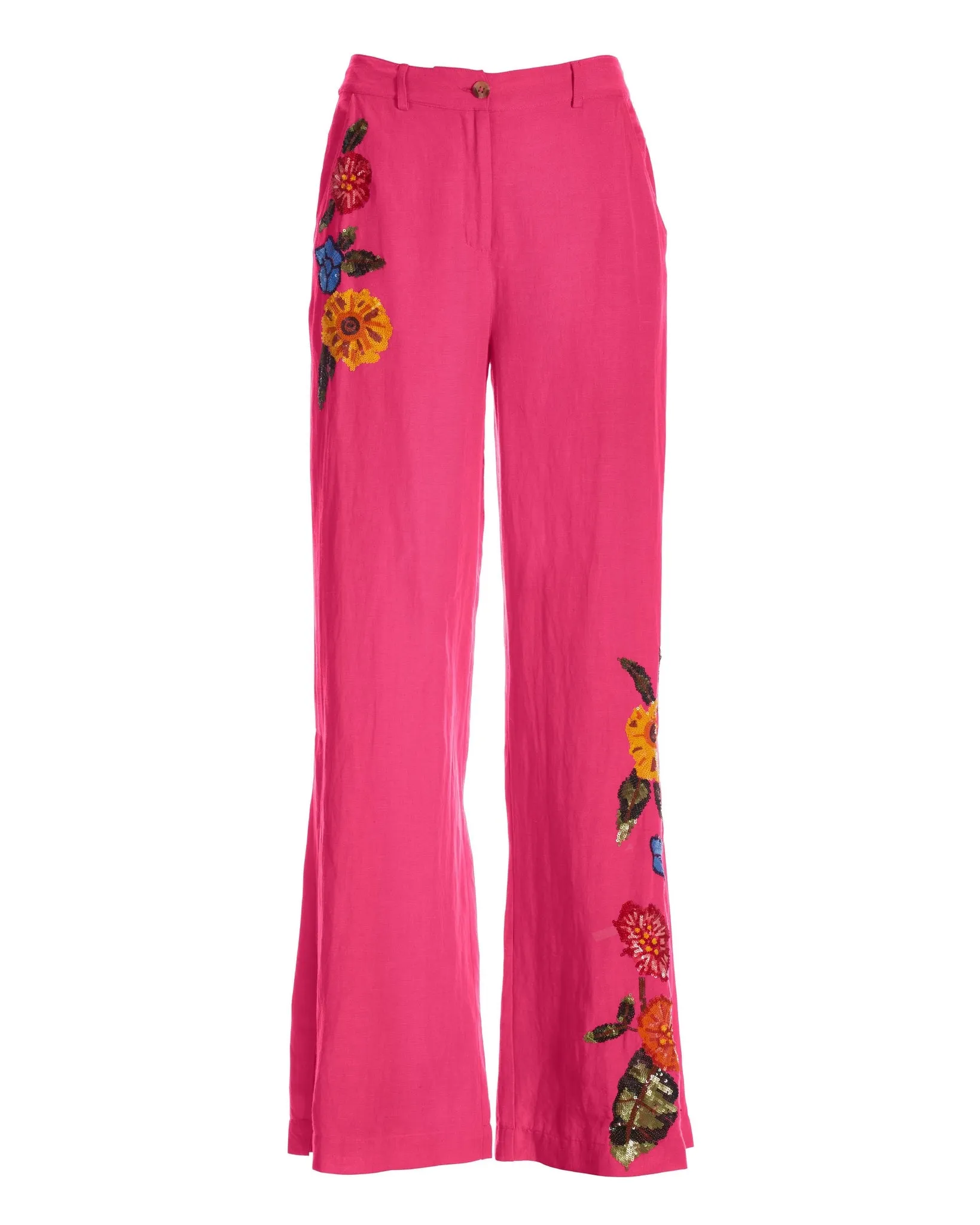 Floral Embellished Linen Pant Pink Multi sold by Boston Proper product image thumbnail 2