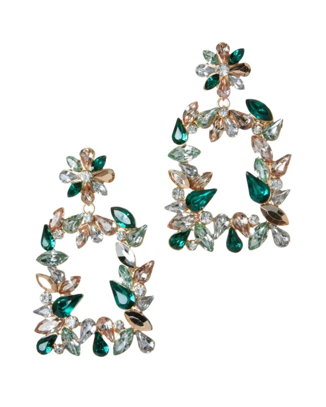 Emerald and Crystal Statement Earring Gold sold by Boston Proper