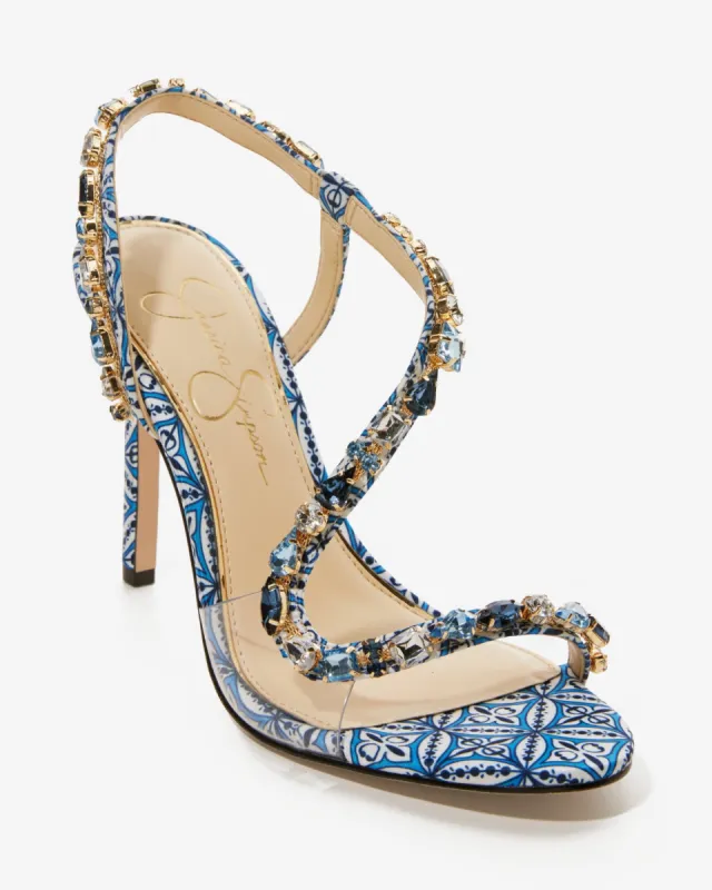 Printed Embellished Heel Blue Multi made by Jessica Simpson