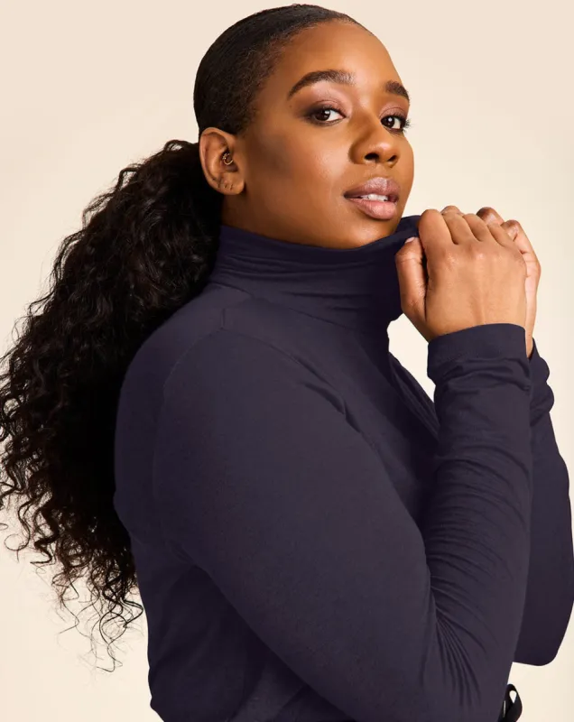 Washable Cashmere Turtleneck Navy sold by Boston Proper